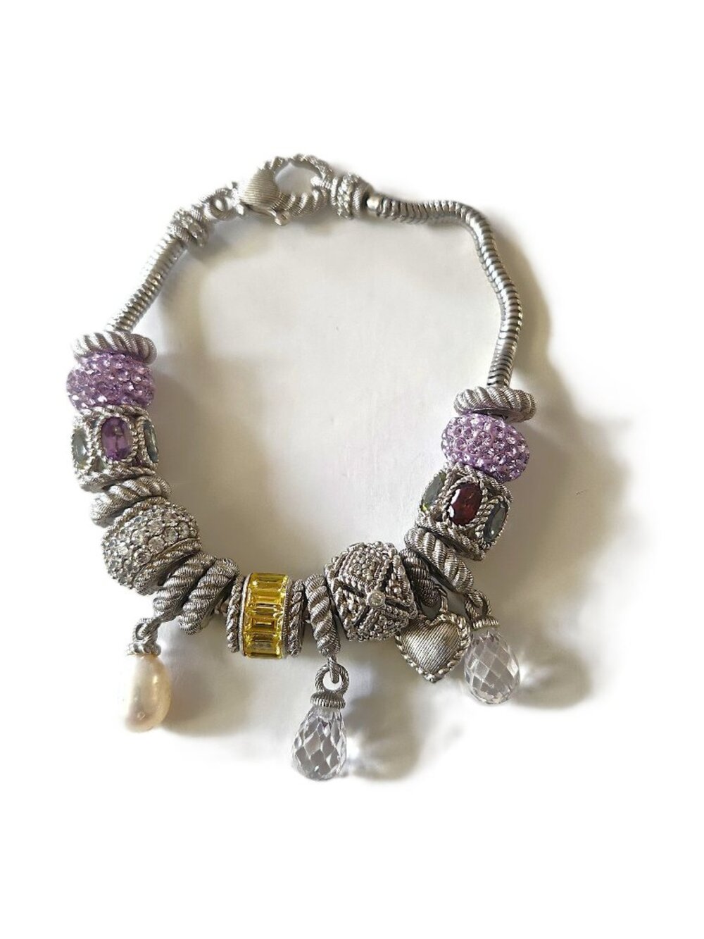 Judith Ripka Sterling Silver Charm Bracelet – Retired & Rare – 7.5”